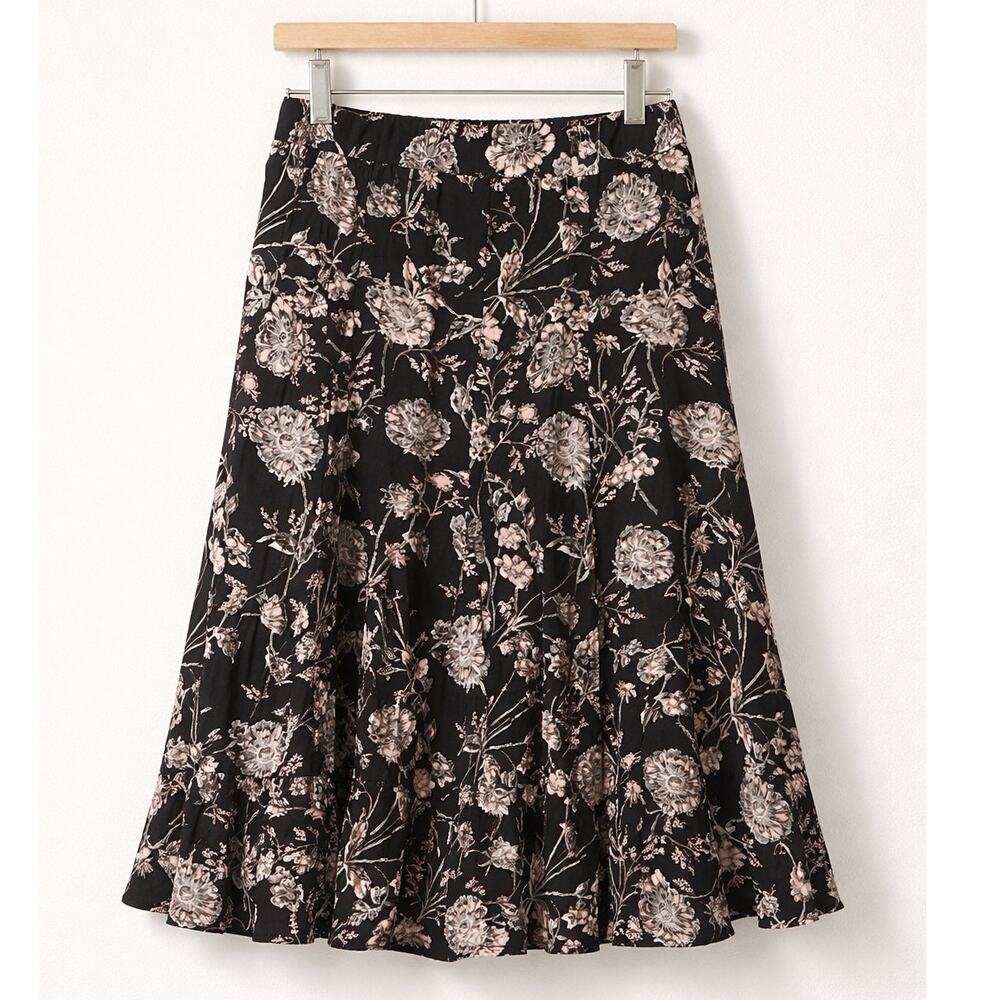 Talbots Petites Black Pink Floral A Line Skirt Petite Size 2P NWOT